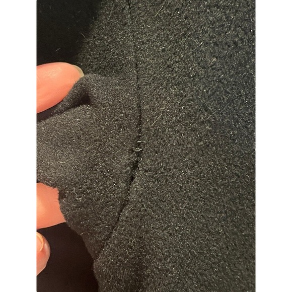 VTG Black Wool A-Line Swing Coat Scalloped Mink Collar Raglan Sleeves Jackie O - Picture 14 of 16